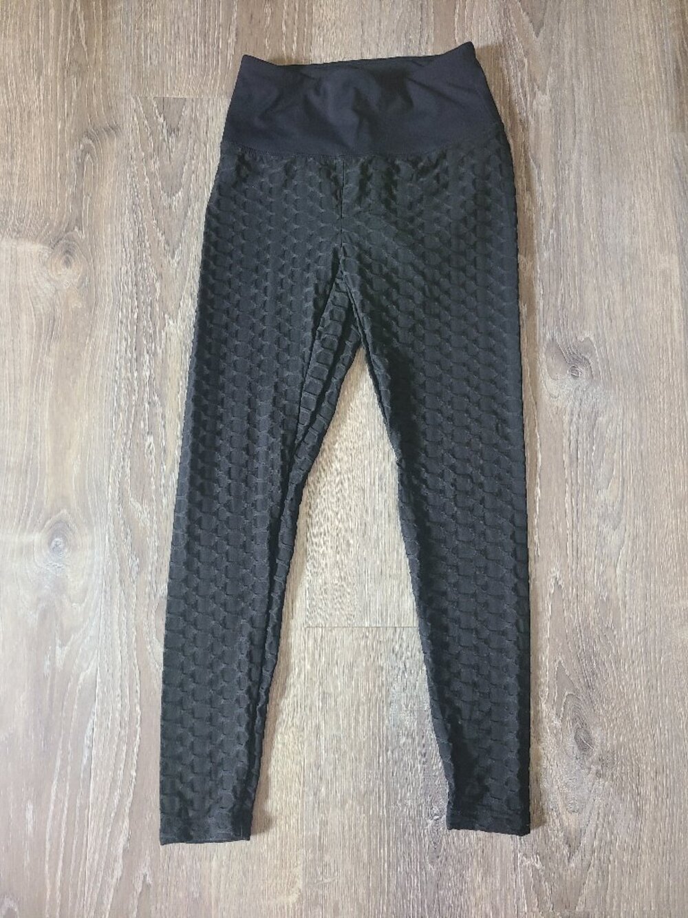 Baleaf High Waisted Honeycomb Textured Scrunch Butt Leggings Black - Size Small